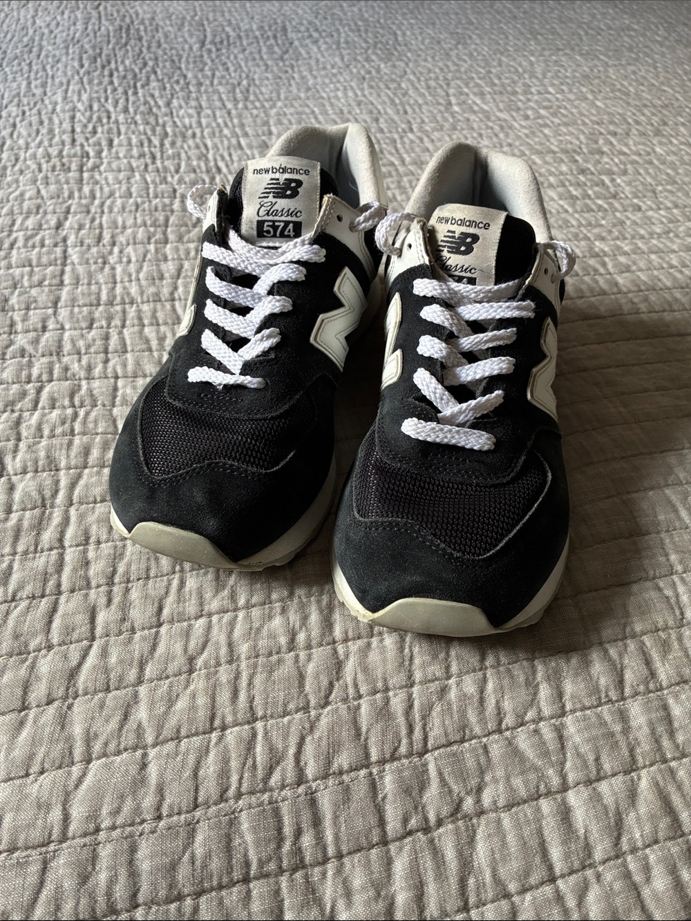 New Balance Classic 574 Black and White Retro Sneakers